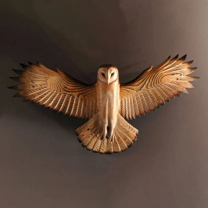 Rustic Wooden Owl Wall Art Decoration - Fesara