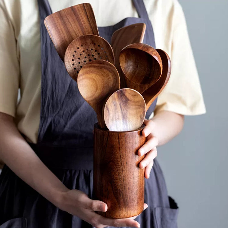 Natural Teak Wooden Utensil Set