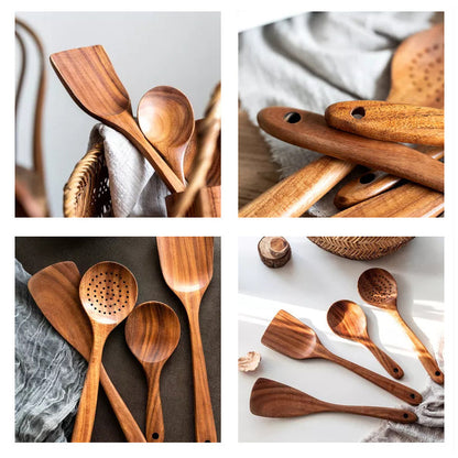 Natural Teak Wooden Utensil Set
