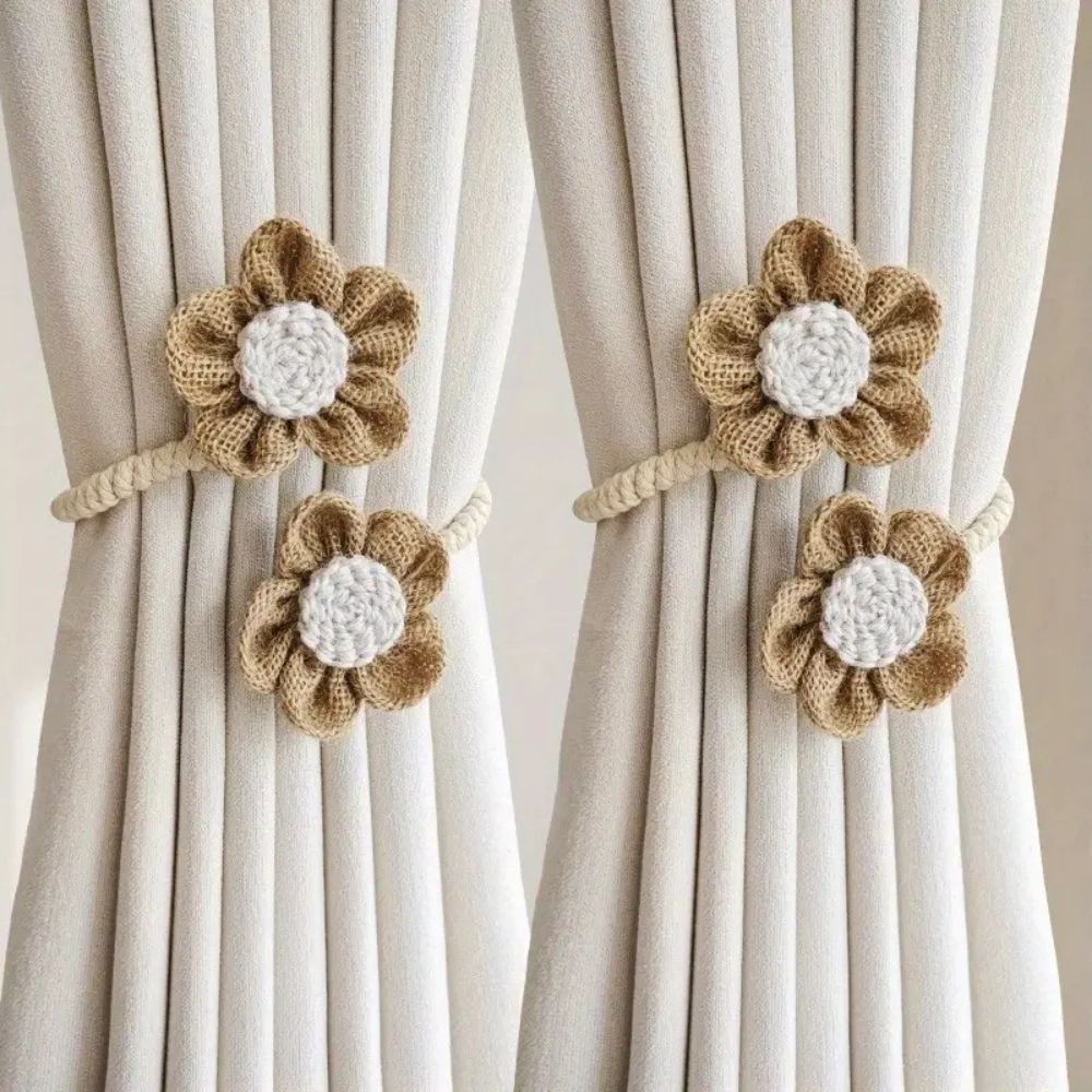 Elegant Floral Curtain Ties 2 Piece Set