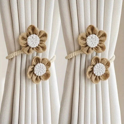 Elegant Floral Curtain Ties 2 Piece Set