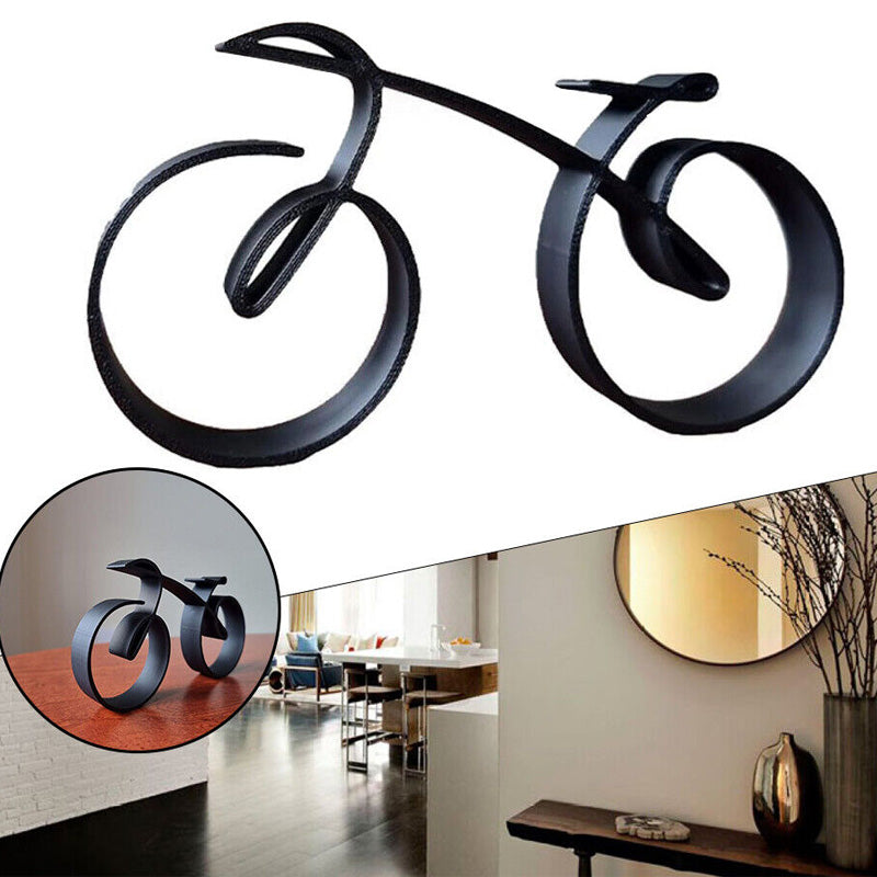 Stylish Bike Figure | Sleek Metal Art | Black Cycling Decor