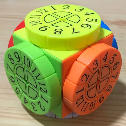Challenging 3D Puzzle Cube with Colorful Spinning Wheels - Fesara