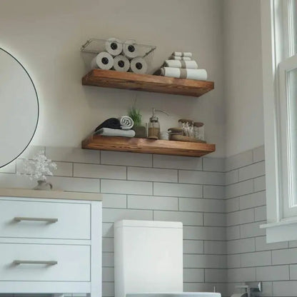 Rustic Wooden Floating Wall Shelves