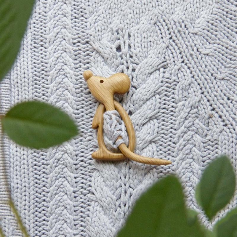 Cute Wooden Animal Pin Badge