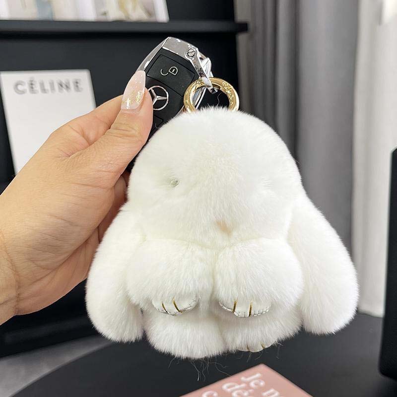Cute Plush Bunny Pom Pom Keychain Box Set