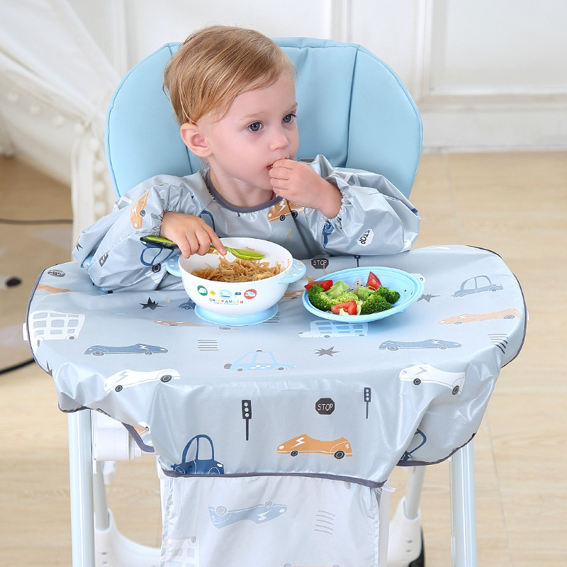 Soft Baby Bib with Sleeves - Waterproof Kids Feeding Bib