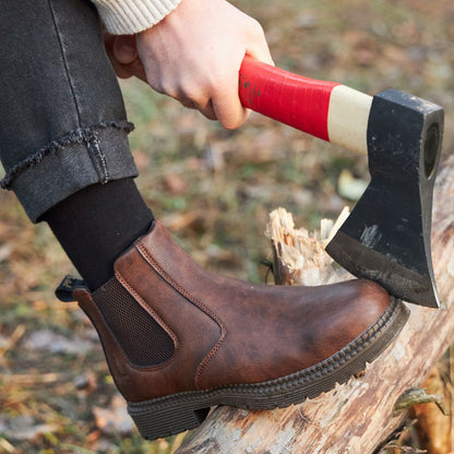 Durable Leather Steel Toe Work Boots