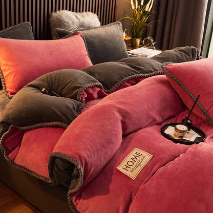 Soft Velvet Fleece Bedding Duvet Cover Set