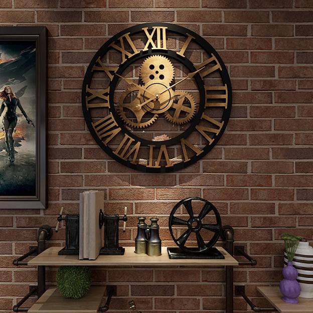 Large Vintage Metal Wall Clock with Quiet Quartz Mechanism