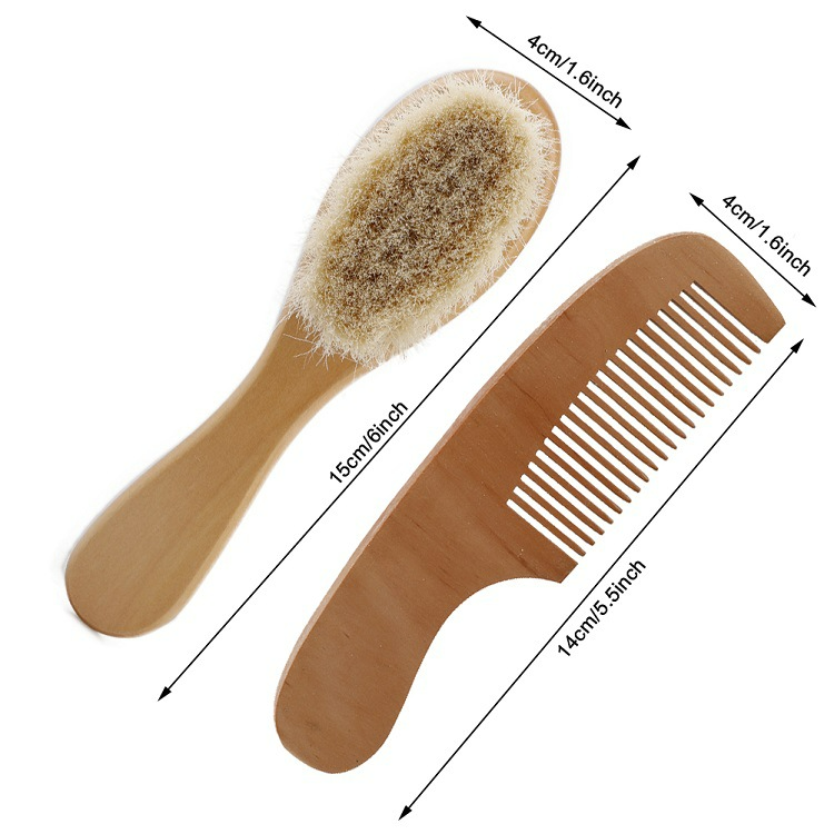Gentle Baby Hair Brush Set - Soft Wooden Comb for Infants - Fesara