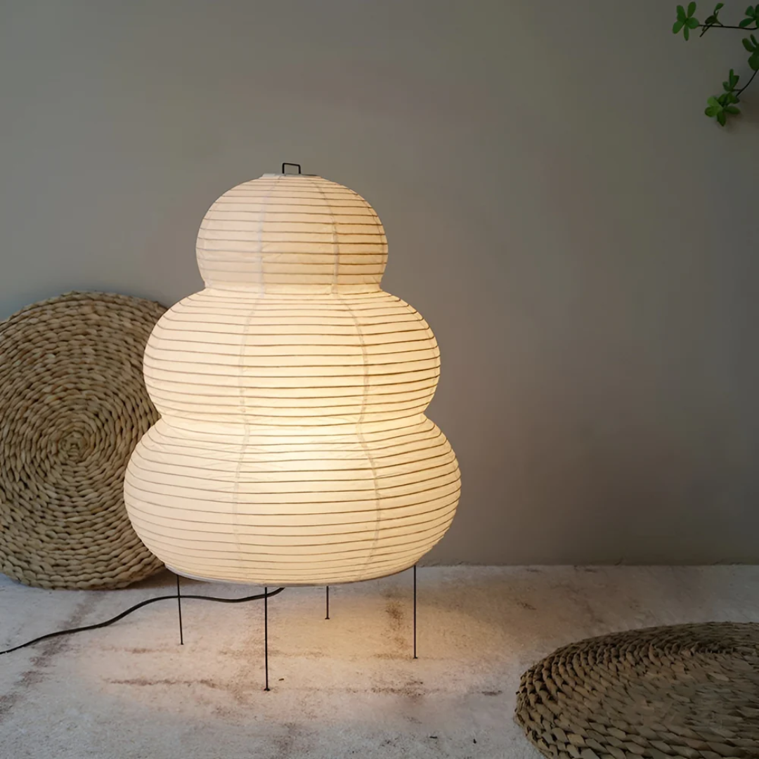 Asian Style Paper Shade Floor Lamp - Fesara