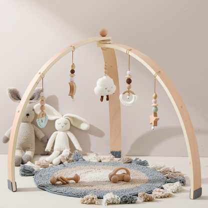 Wooden Baby Play Gym with Hanging Toy Set