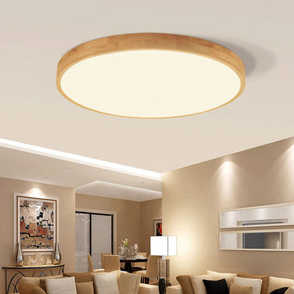 Slim Wooden Round LED Ceiling Light Fixture