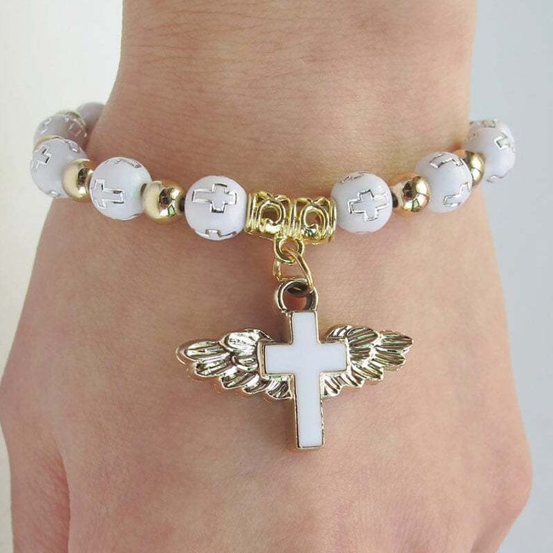 Guardian Angel Wing Cross Necklace Bracelet