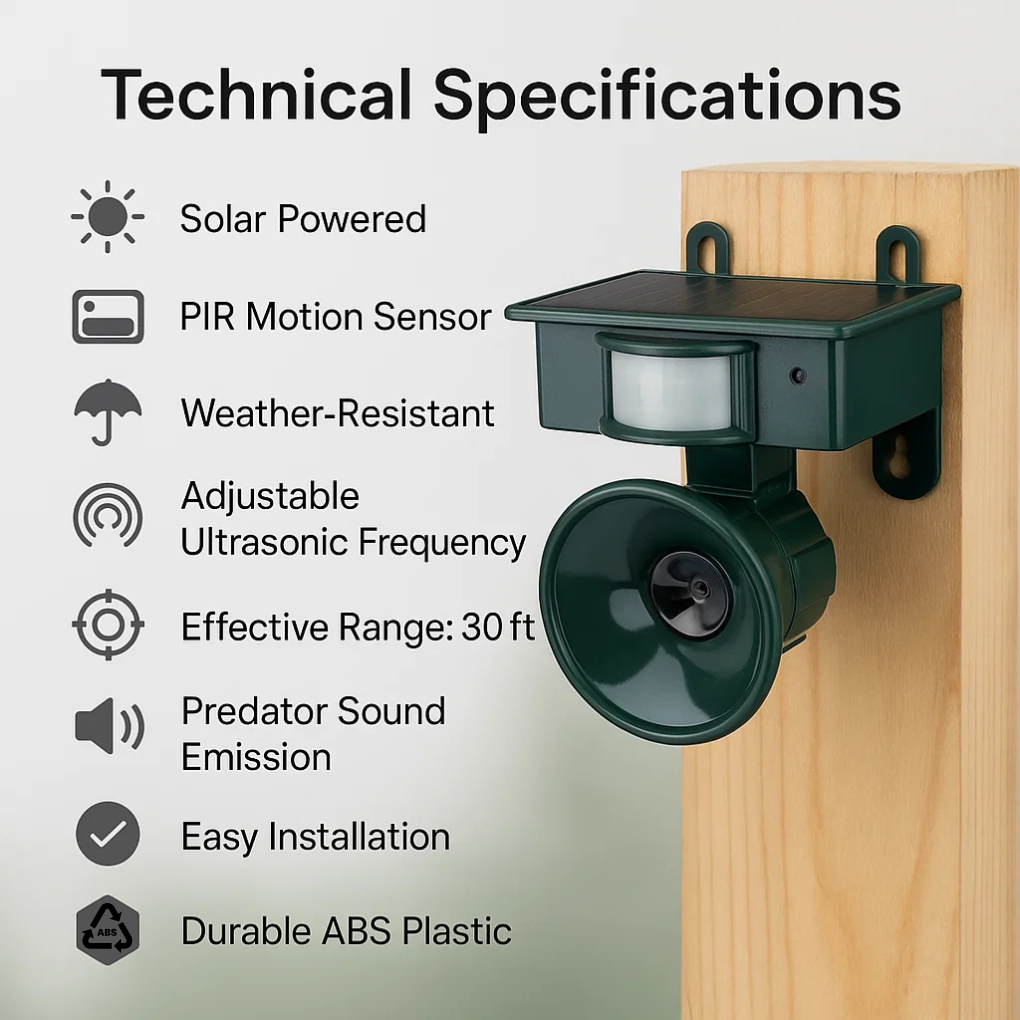 Outdoor Bird Repellent Motion Activated Sonic Repeller