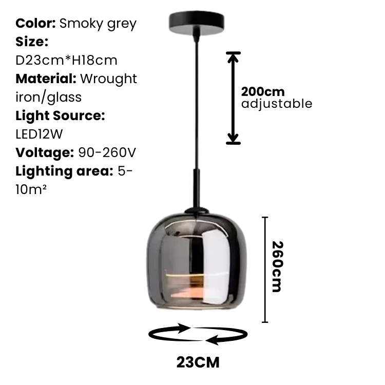 Sleek Black Glass Pendant Light for Kitchen Dining