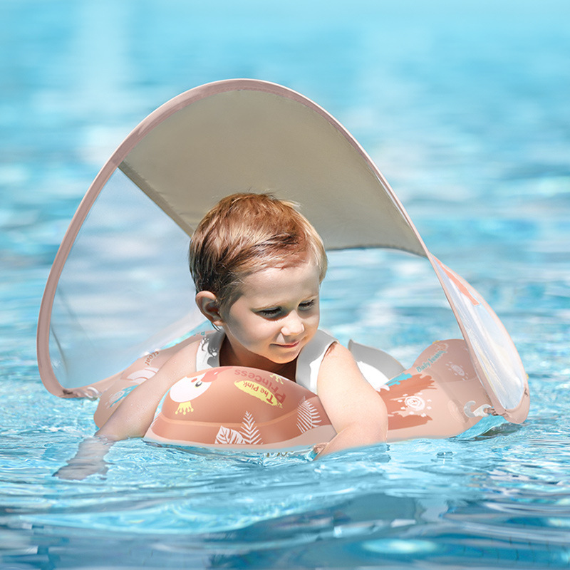 Baby Pool Float with Sun Shade - Inflatable Swim Aid - Fesara