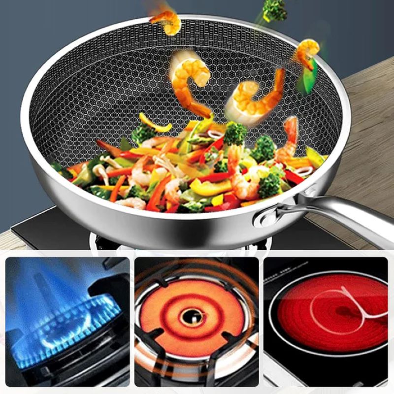 Premium Stainless Steel Hexagonal Fry Pan