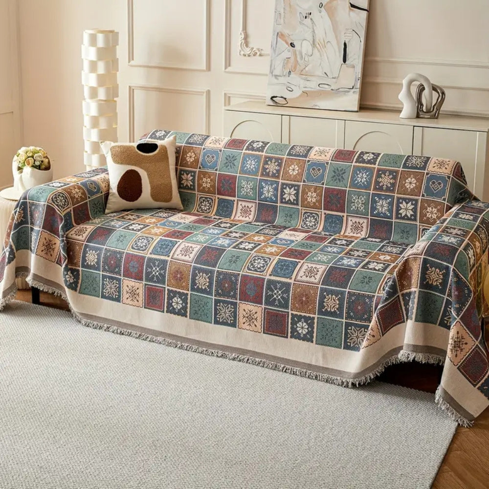 Cozy Knit Bohemian Sofa Slipcover