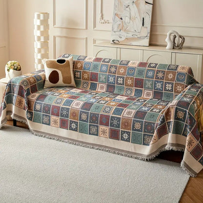Cozy Knit Bohemian Sofa Slipcover