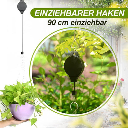 Easy Reach Plant Hanger and Bird Feeder Pulley System