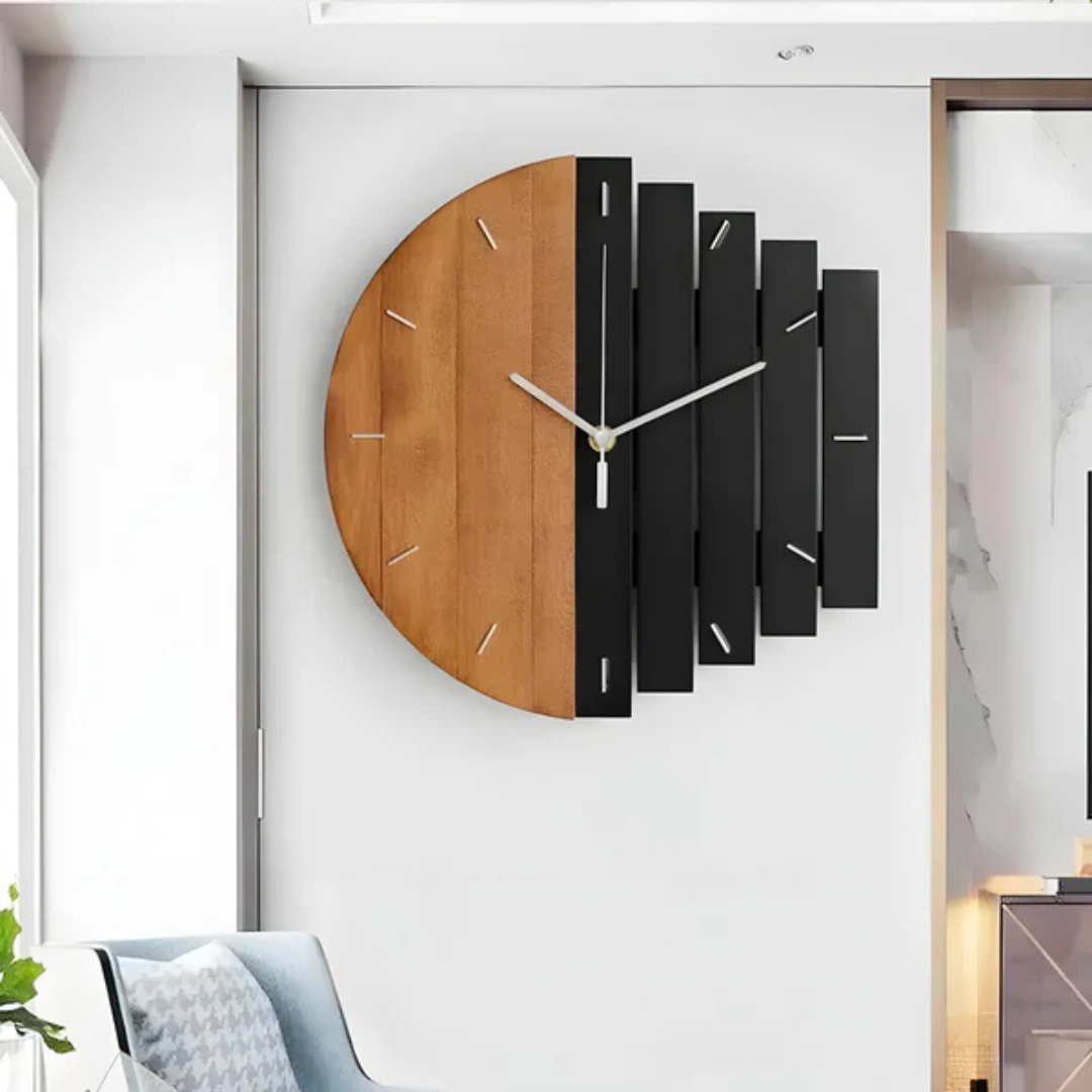 Big Rustic Wood Wall Clock For Home Decor - Fesara