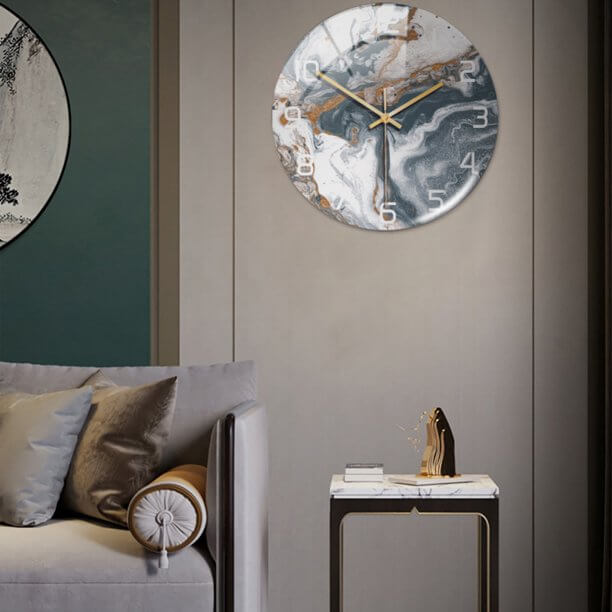 Elegant White Marble Silent Wall Clock