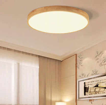 Slim Wooden Round LED Ceiling Light Fixture