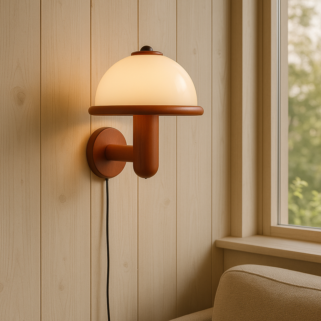 Rustic Wood Mushroom Table Lamp