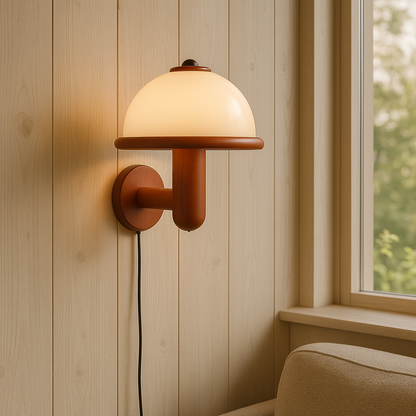 Rustic Wood Mushroom Table Lamp