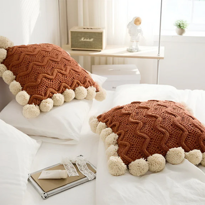 Colorful Tassel Knit Throw Pillow Cover