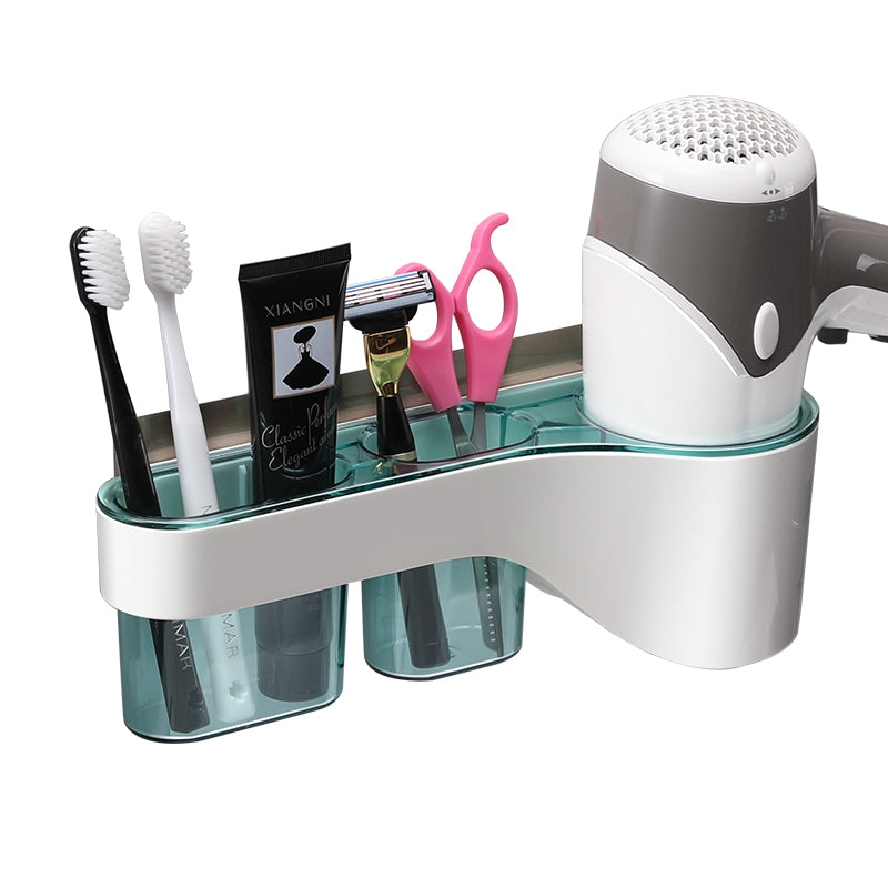 Space-Saving Bathroom Shelf with Storage for Hair Dryer