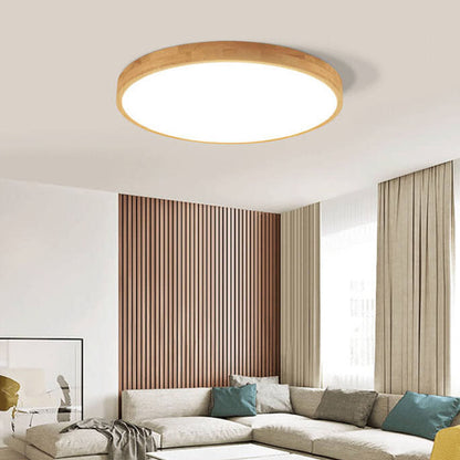 Slim Wooden Round LED Ceiling Light Fixture