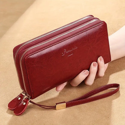 Stylish Leather Travel Clutch Wallet with Phone Pocket