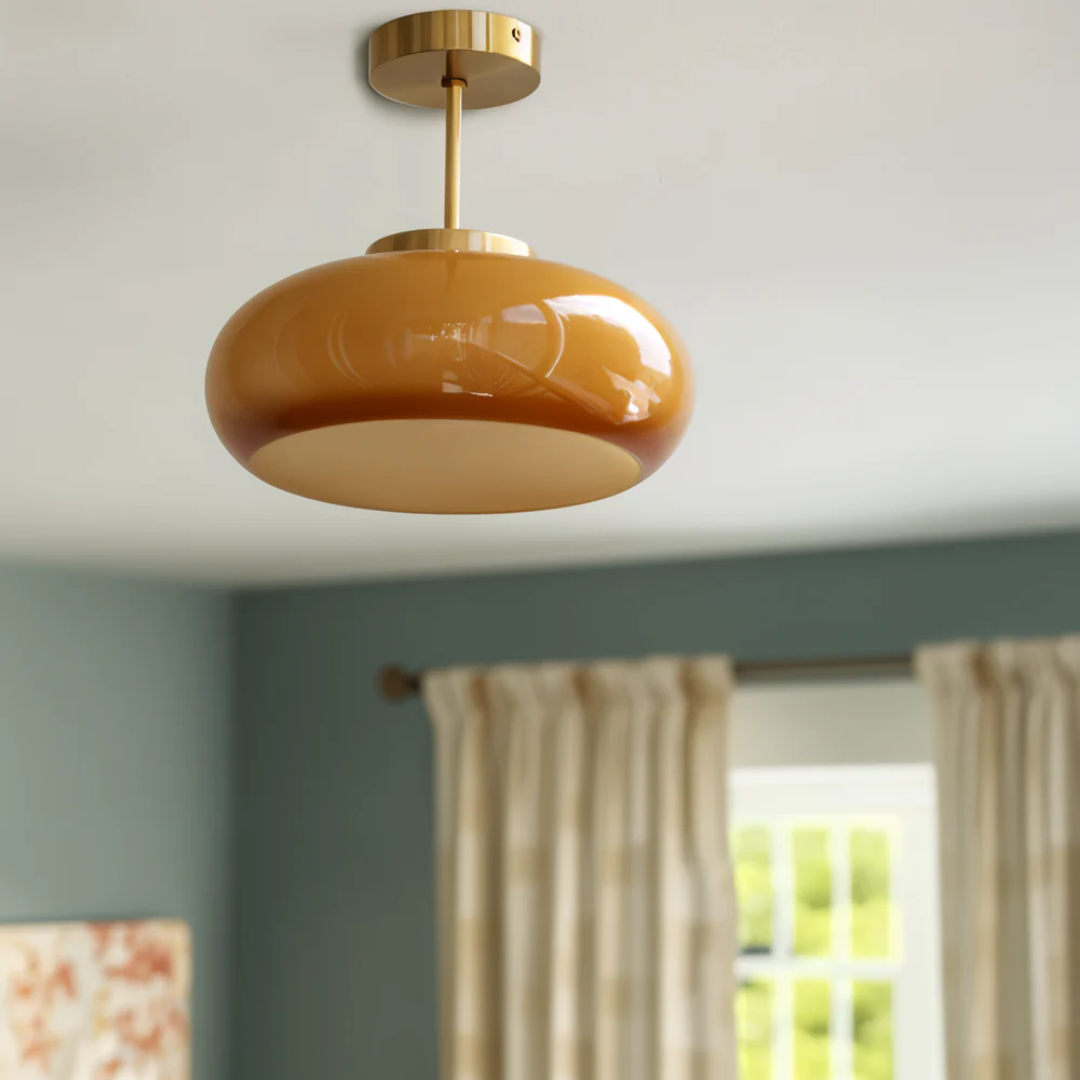 Retro Style Yellow Pendant Light - Fesara