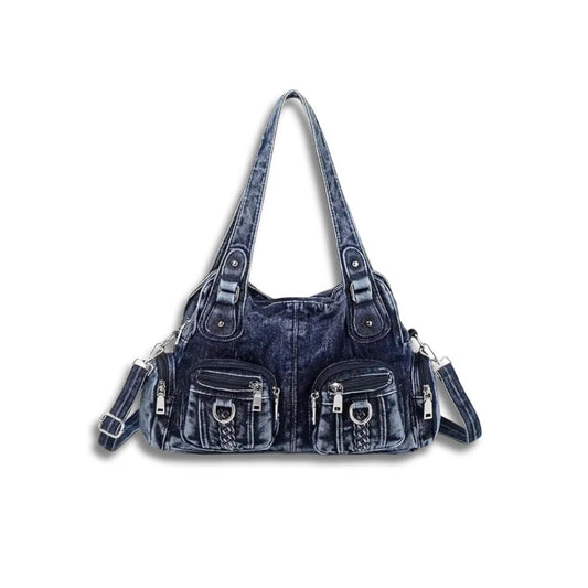 Classic Distressed Denim Cross Body Bag - Fesara