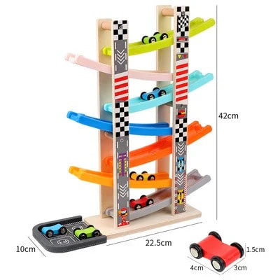 Classic Wood Racing Track for Kids Cars