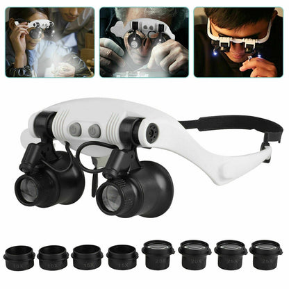 LED Magnifying Headband with Interchangeable Lenses