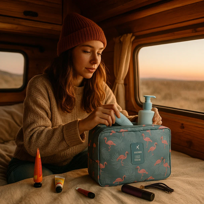 Compact Water-Resistant Travel Toiletry Kit Bag