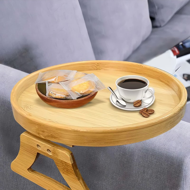 Rustic Wood Side Table for Sofa Armrest - Fesara