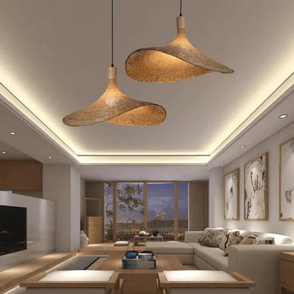 Natural Woven Rattan Pendant Light - Fesara