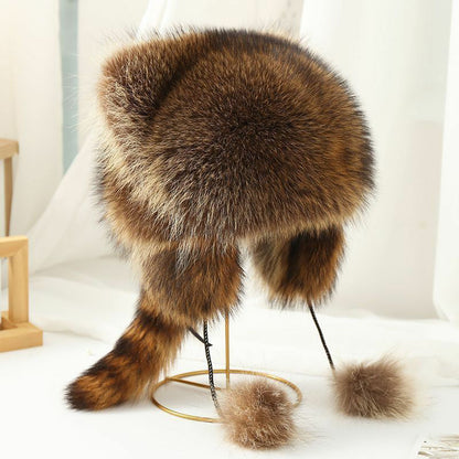 Adorable Faux Fur Raccoon Family Hat - Fesara