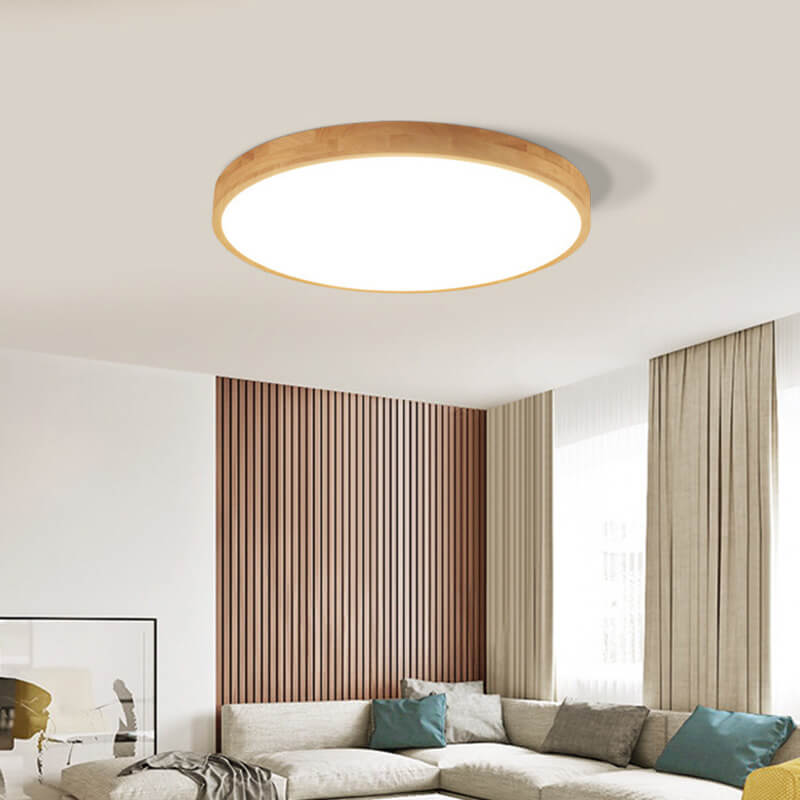 Slim Wooden Round LED Ceiling Light Fixture