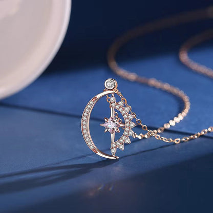 Celestial Moon Star Pendant Necklace