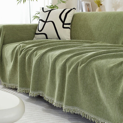 Soft Plush Throw Blanket with Tassels for Sofa