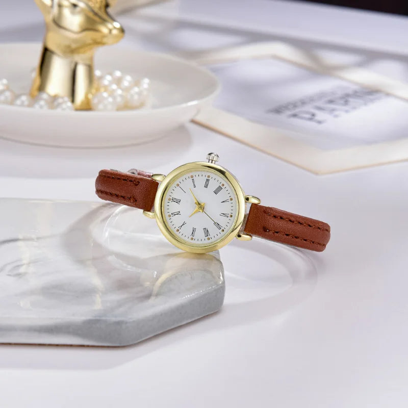 Simple Gold Women's Watch with Roman Numerals