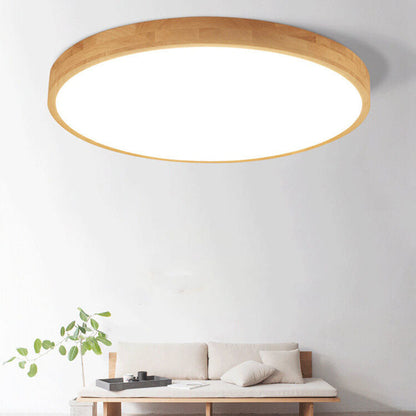 Slim Wooden Round LED Ceiling Light Fixture