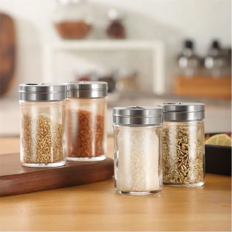 Clear Glass Herb Storage Jars Set