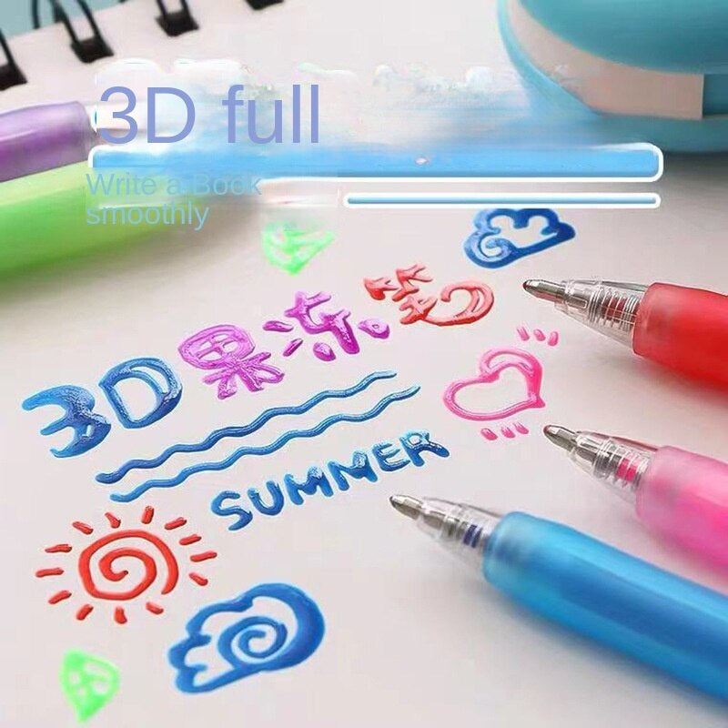 Colorful 3D Gel Pens Set of 12 Bright Colors